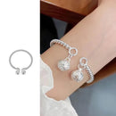 Bangle Bowknot Bells Bracelet Korean Opening Wrist Chain Women Silver Bracelet