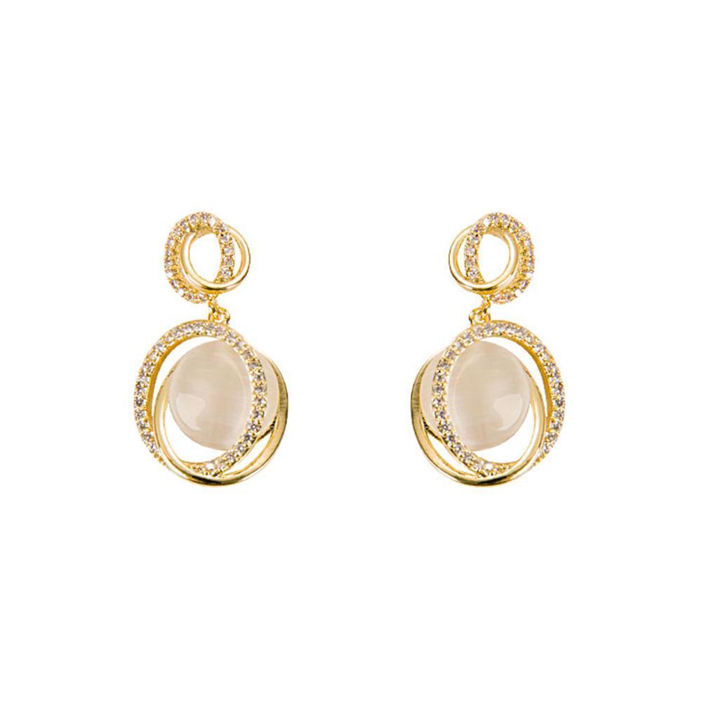 Gold Oval Drop Earrings