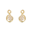 Gold Oval Drop Earrings