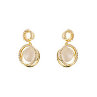 Gold Oval Drop Earrings