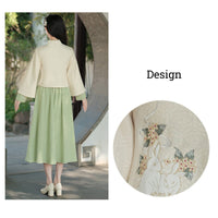 Women's Light Green and Beige Modern Hanfu Two-Piece Set