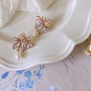 Elegant Pink Purple Double Butterfly Earrings Women Fashion Jewelry Gift Set