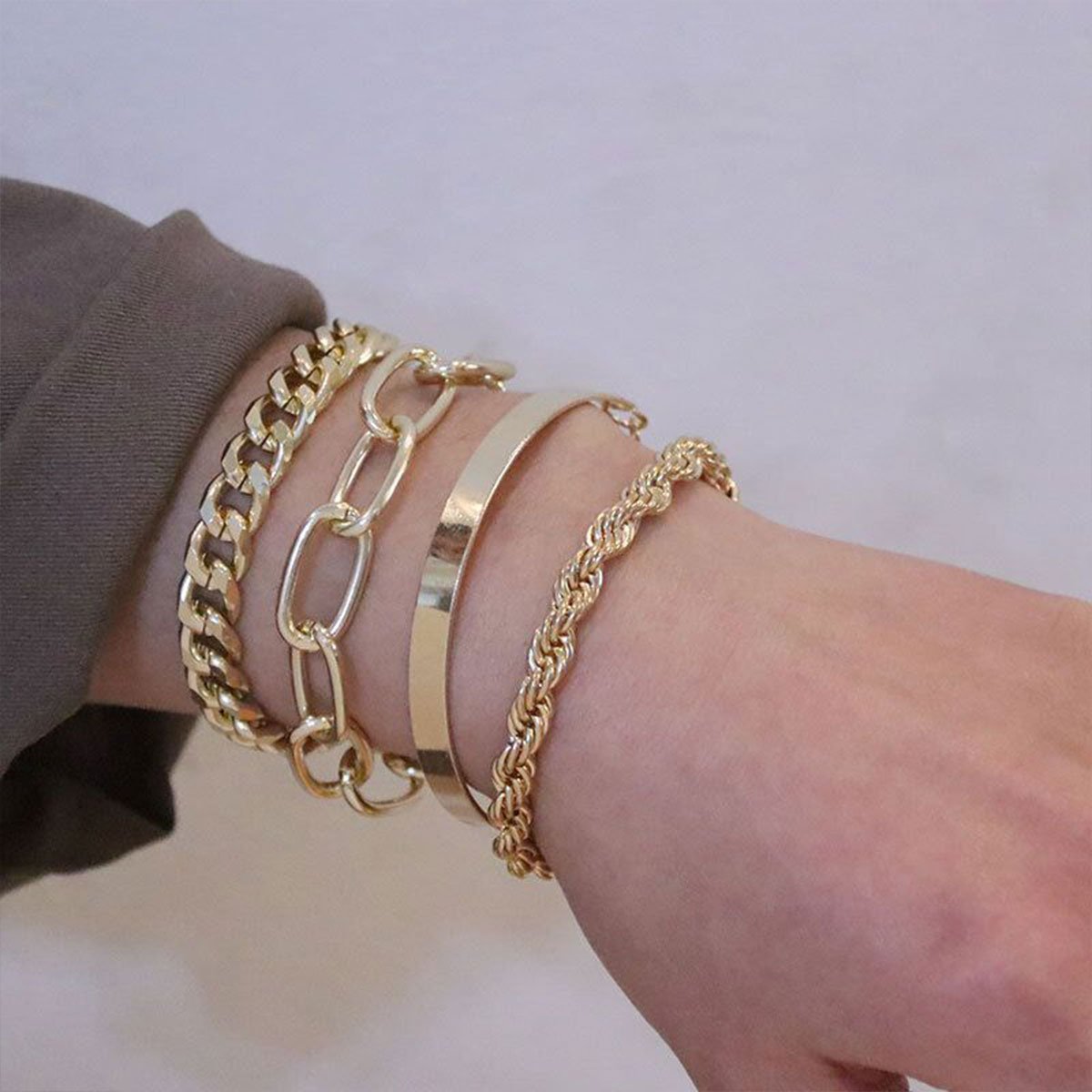 4pcs Twist Chain Bracelet Set Fashion Jewellery Women Trendy Accessories