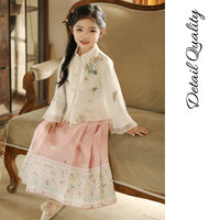 Girls' Floral Modern Hanfu Set