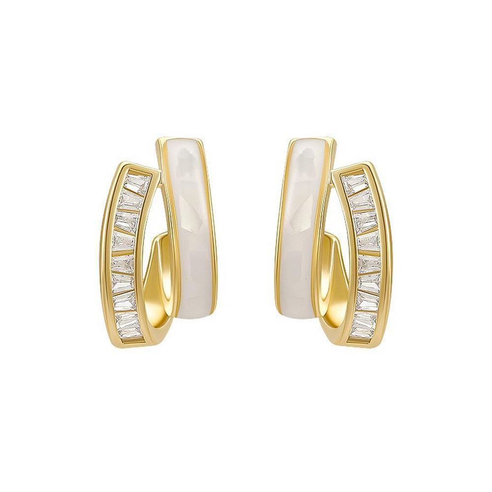 Golden Elegance Zircon Stud Earrings Women Wedding Jewelry Elegant Best Gift