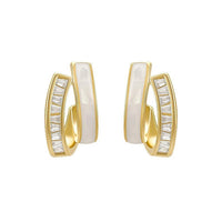 Golden Elegance Zircon Stud Earrings Women Wedding Jewelry Elegant Best Gift