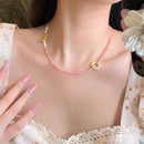 New-Chinese Coloured Flower Beaded Necklace and Earrings Set Fashion Jewelry