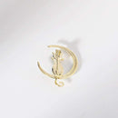 Elegant Crescent Moon Cat Brooch