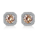 1 Pair Brilliant Square Cut Cubic Zirconia Stud Earrings Stainless Steel E135 7Clours