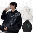 Chinese Bamboo Embroidery Shirt Mens Long Sleeve Jacket Spring Outerwear