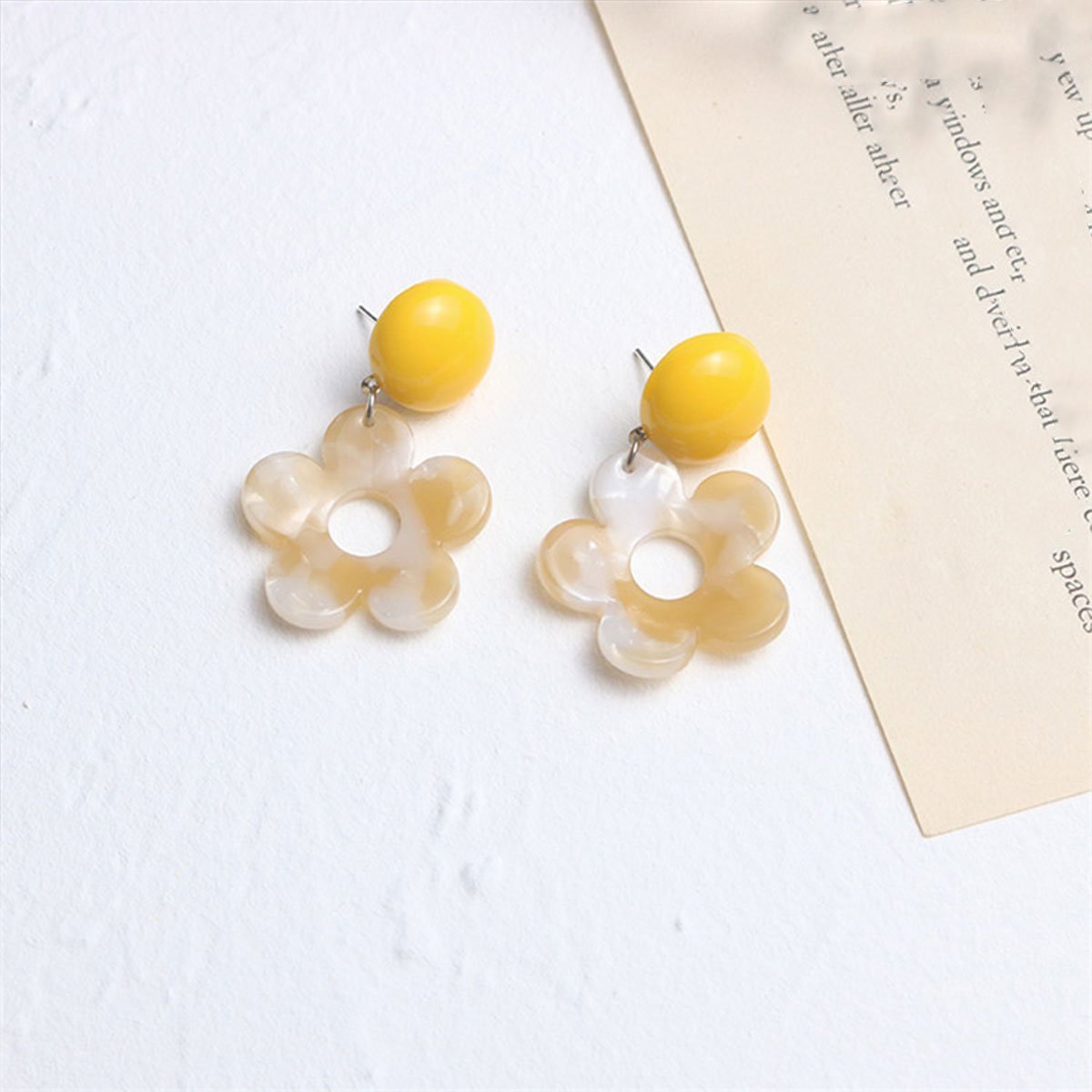 Contrast Colour Floral Earrings Elegant Fashion Jewelry for Women Stylish