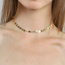 Gold Metal Sequin Necklace Fashion Jewellery Women Statement Chain Gifts