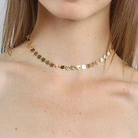 Gold Metal Sequin Necklace Fashion Jewellery Women Statement Chain Gifts