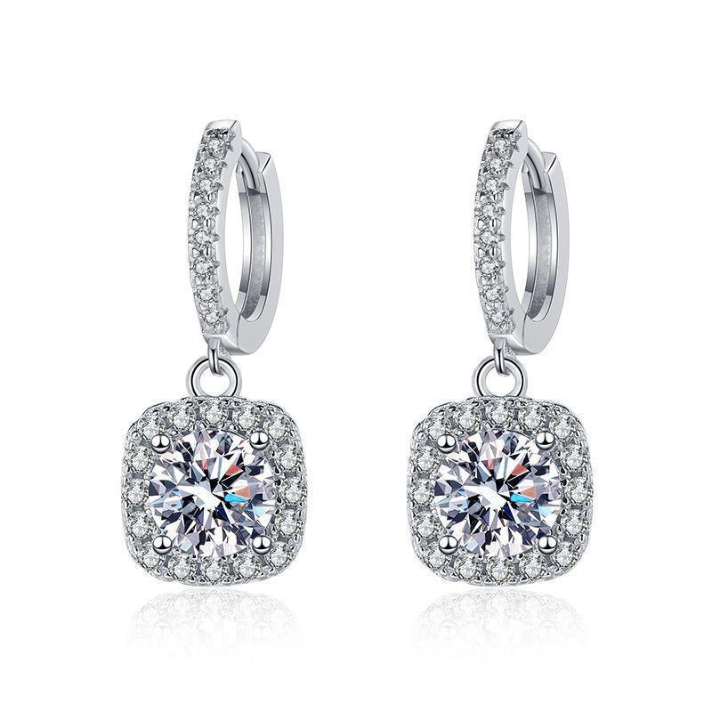 Classic Square Zircon Earrings for Women Elegant Sparkling Jewelry Gift Set