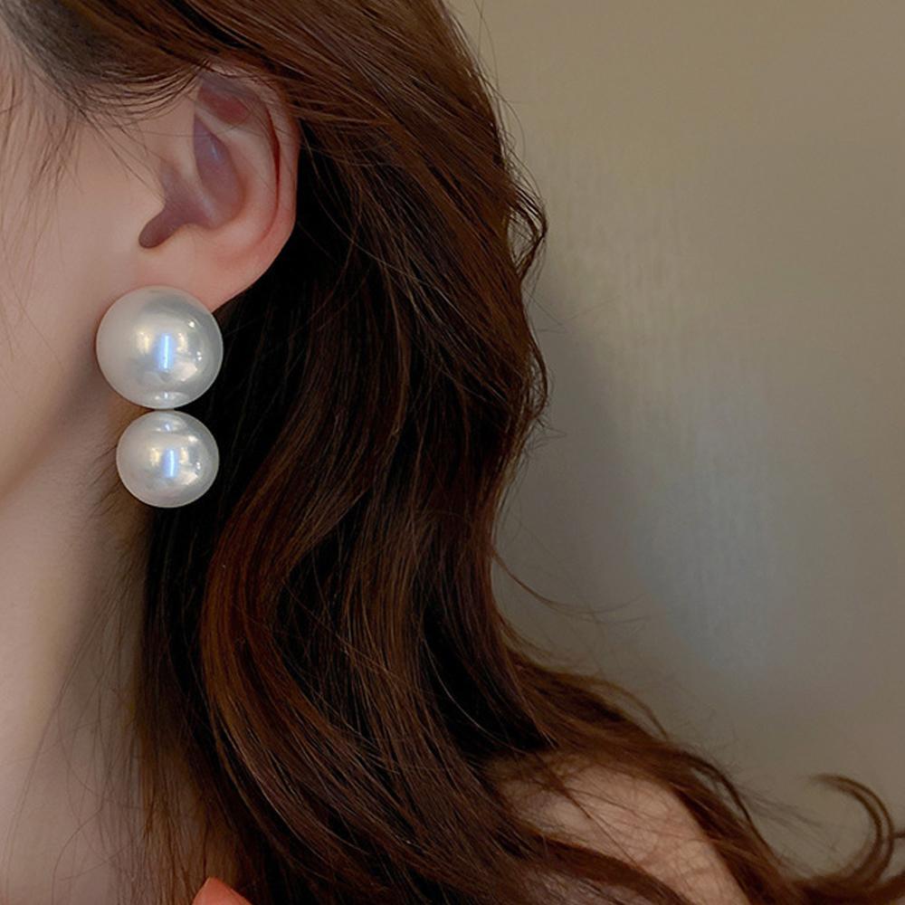 Double Pearl Statement Earrings