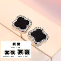 Lucky Clover Rhinestone Stud Earrings