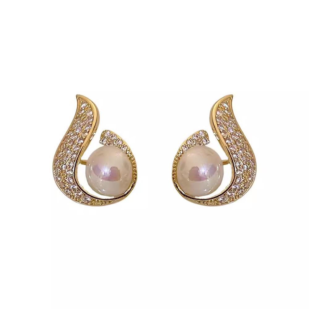 Swan-Inspired Pearl Stud Earrings