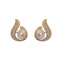 Swan-Inspired Pearl Stud Earrings