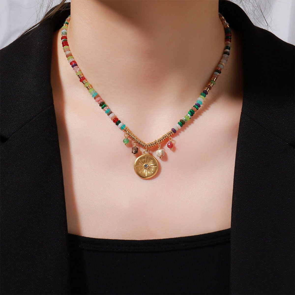 Vintage Ethnic Style Colourful Beaded Necklace Fashion Jewelry for Women Gift