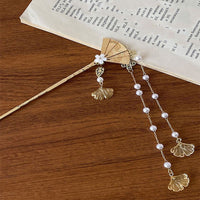 Chinese Style Hanfu Hairpin Folding Fan Fringe Headdress Accessories