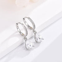 Exquisite Teardrop Drop Earrings with Cubic Zirconia Accents Women 925Silver