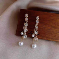 Golden Pearl Stud Earrings For Women Wedding Jewelry Perfect Gift High Style