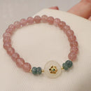 Womens Natural Strawberry Crystal Bracelet Elegant Gemstone Fashion Jewelry