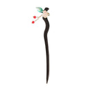 Chinese Style Wooden Hairpin Green Leaves Red Beads Hanfu Headdress