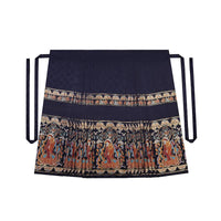 Mamianqun embroidered horse skirt and blouse for women in navy blue with colorful embroidery