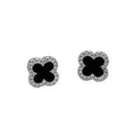 Lucky Clover Rhinestone Stud Earrings