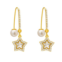 Gold and Pearl Owl Earrings