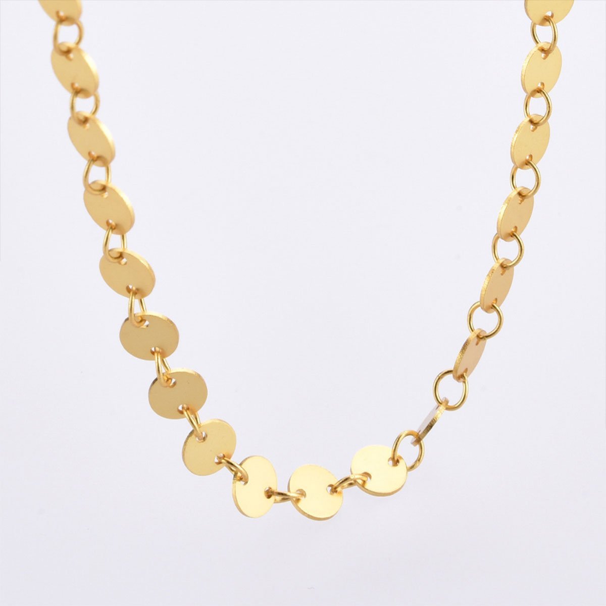 Gold Metal Sequin Necklace Fashion Jewellery Women Statement Chain Gifts