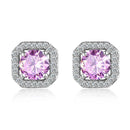 1 Pair Brilliant Square Cut Cubic Zirconia Stud Earrings Stainless Steel E135 7Clours