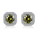 1 Pair Brilliant Square Cut Cubic Zirconia Stud Earrings Stainless Steel E135 7Clours