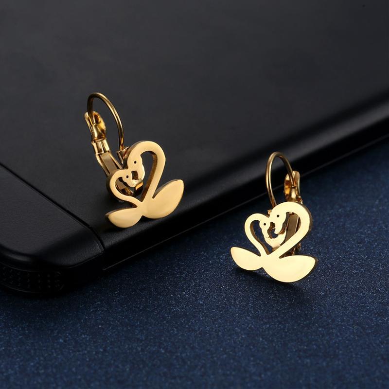 Gold-Plated Swan Earrings