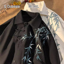 Chinese Bamboo Embroidery Shirt Mens Long Sleeve Jacket Spring Outerwear