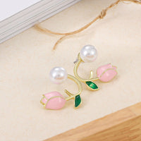 Pink Heart Flower Earrings Sweet Girly Jewelry for Women Fashion Accessories