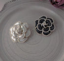 Women Enamel Camellia Fashion Rose Flower Brooch Alloy Pearl Coat Brooch Gift