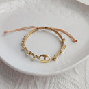 Adjustable Gold Pearl Bracelet Accessory Stylish Hand-Woven Pearls Wrist Chain