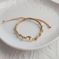 Adjustable Gold Pearl Bracelet Accessory Stylish Hand-Woven Pearls Wrist Chain