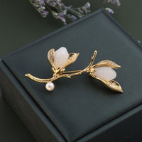 Elegant Magnolia Brooch Flower Corsage Light Luxury Design Fashion Pin Accessory