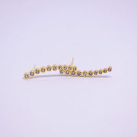 Elegant Gold Row Diamond Stud Earrings Simple Sparkling Jewelry for Women Gift