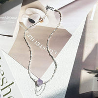 Purple Crystal Pendant Pearl Necklace Elegant Fashion Jewellery Trendy