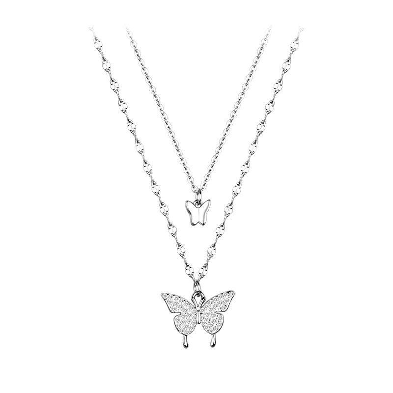 Butterfly Double Necklace Feminine Cold Wind Style Collarbone Chain Jewelry