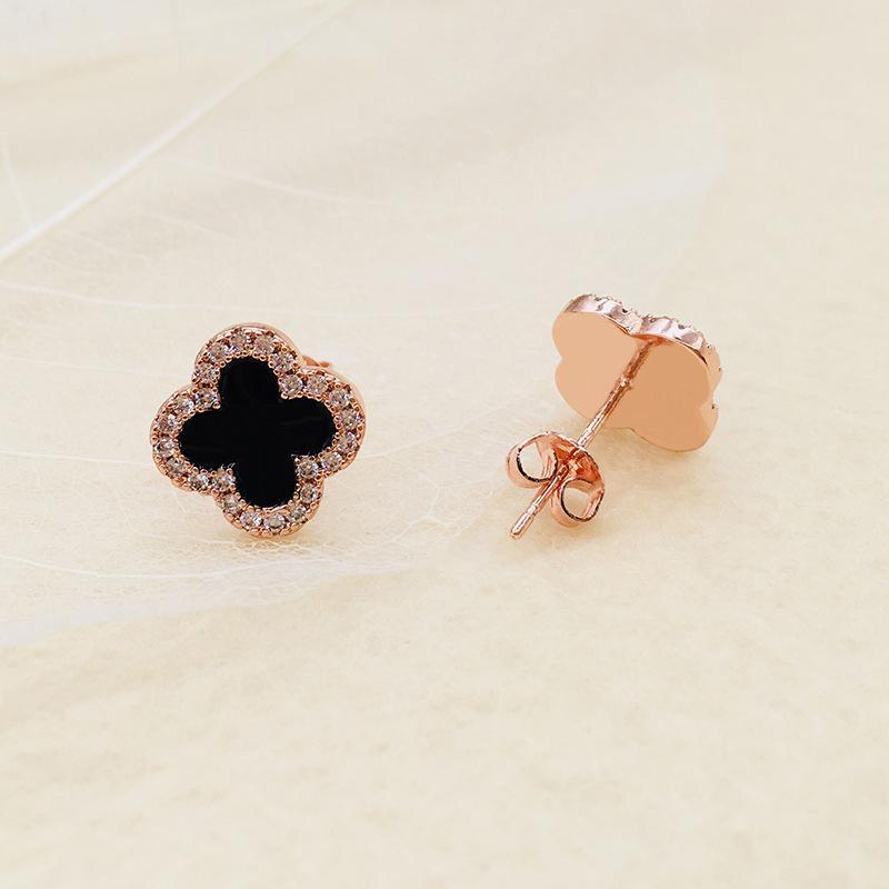 Lucky Clover Rhinestone Stud Earrings