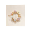 Pastel Beaded Design Floral Hair Clips