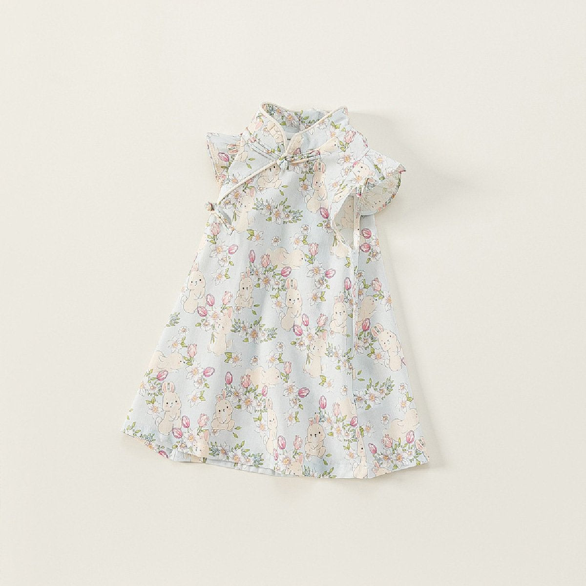 Charming Girls' Floral Cheongsam Dress