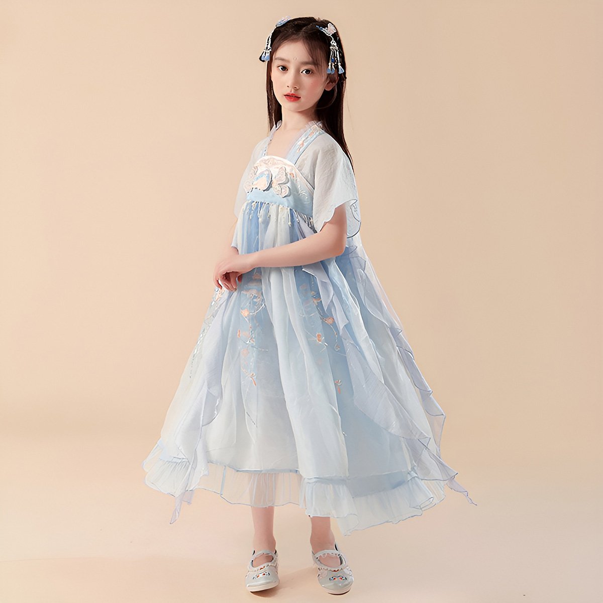 Girls Blue Hanfu Dress