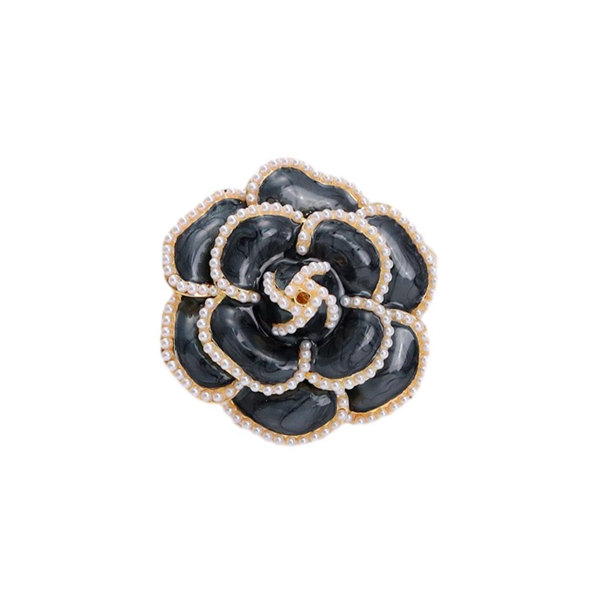 Women Enamel Camellia Fashion Rose Flower Brooch Alloy Pearl Coat Brooch Gift