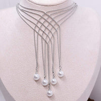 Hollow Imitation Pearl Fringe Multi Layer Necklace Fashion Jewellery Women